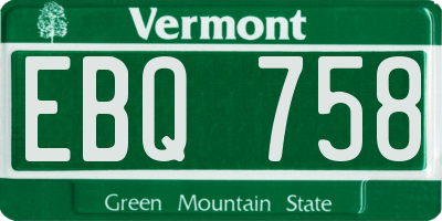 VT license plate EBQ758