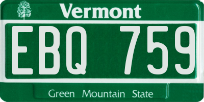 VT license plate EBQ759