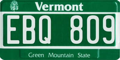 VT license plate EBQ809