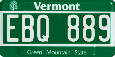 VT license plate EBQ889