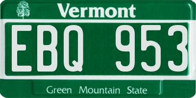 VT license plate EBQ953