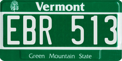 VT license plate EBR513