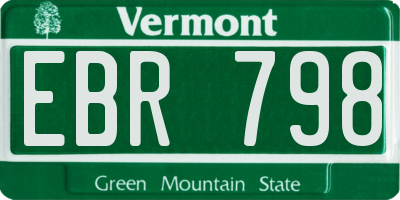 VT license plate EBR798