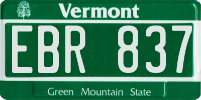 VT license plate EBR837