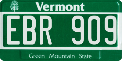 VT license plate EBR909