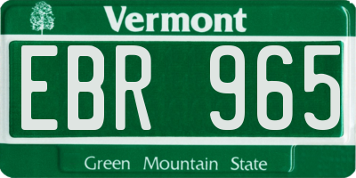 VT license plate EBR965