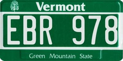 VT license plate EBR978