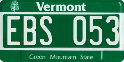 VT license plate EBS053