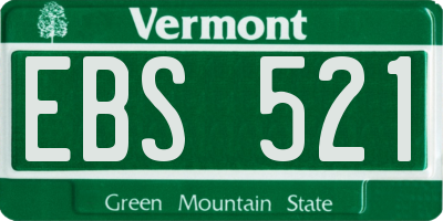 VT license plate EBS521