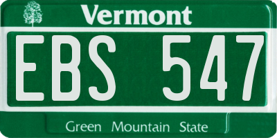 VT license plate EBS547
