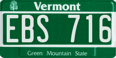 VT license plate EBS716