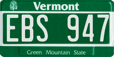 VT license plate EBS947