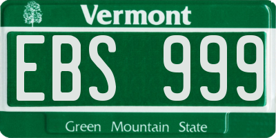 VT license plate EBS999
