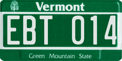 VT license plate EBT014