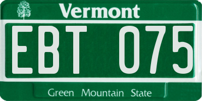 VT license plate EBT075