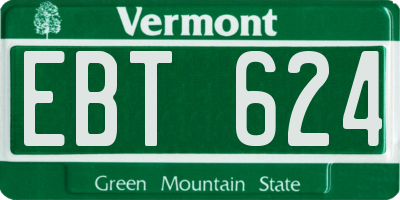 VT license plate EBT624