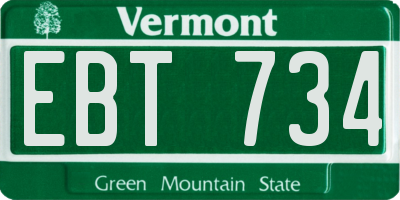 VT license plate EBT734