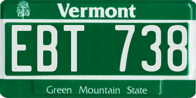 VT license plate EBT738