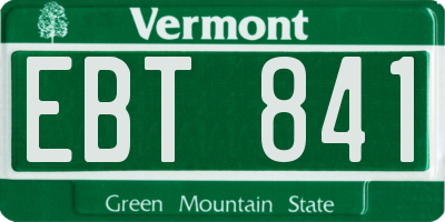VT license plate EBT841