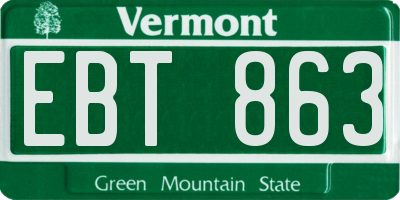 VT license plate EBT863