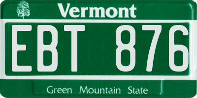 VT license plate EBT876