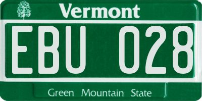 VT license plate EBU028