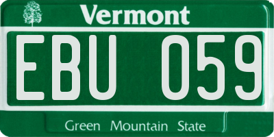 VT license plate EBU059