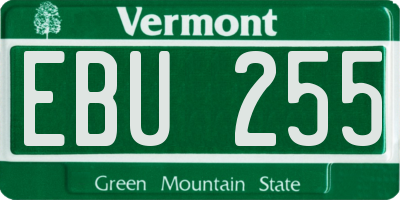 VT license plate EBU255