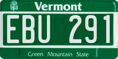 VT license plate EBU291