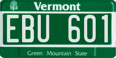 VT license plate EBU601