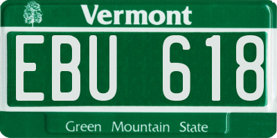 VT license plate EBU618