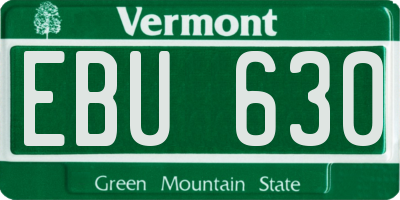 VT license plate EBU630