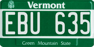 VT license plate EBU635