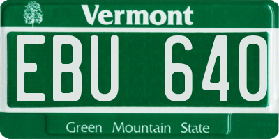 VT license plate EBU640