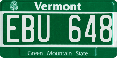 VT license plate EBU648