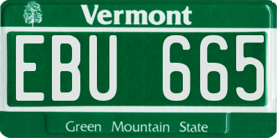 VT license plate EBU665