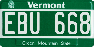 VT license plate EBU668