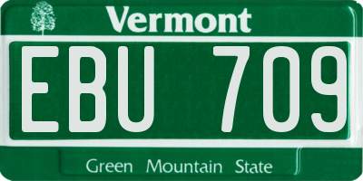 VT license plate EBU709