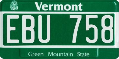 VT license plate EBU758