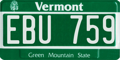 VT license plate EBU759