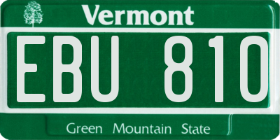VT license plate EBU810