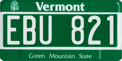 VT license plate EBU821