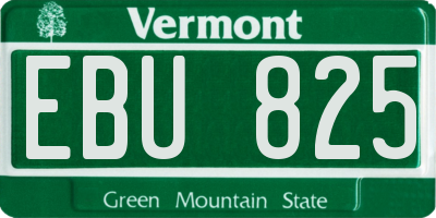 VT license plate EBU825