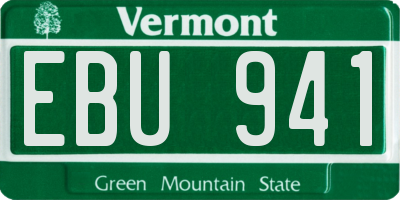 VT license plate EBU941