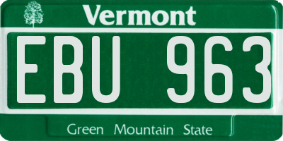 VT license plate EBU963