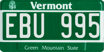 VT license plate EBU995