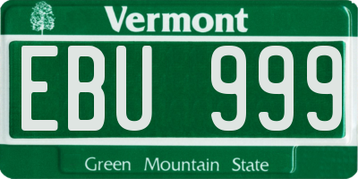 VT license plate EBU999