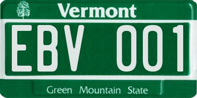 VT license plate EBV001