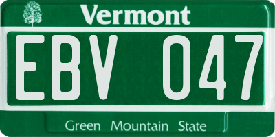 VT license plate EBV047