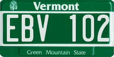 VT license plate EBV102
